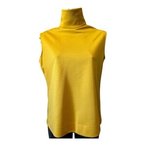 Jack Winter Mustard Yellow Sleeveless Mock Neck Top | Vintage Double Knit